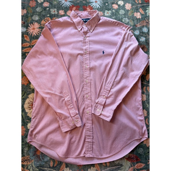 Ralph Lauren Yarmouth Mens 17 34/35 Red White Striped Cotton Button Down Shirt - Picture 2 of 15